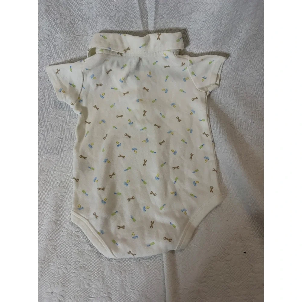 Child of Mine Carters Baby Vintage Preppy Dino Crew Tool Print Polo Bodysuit 0-3